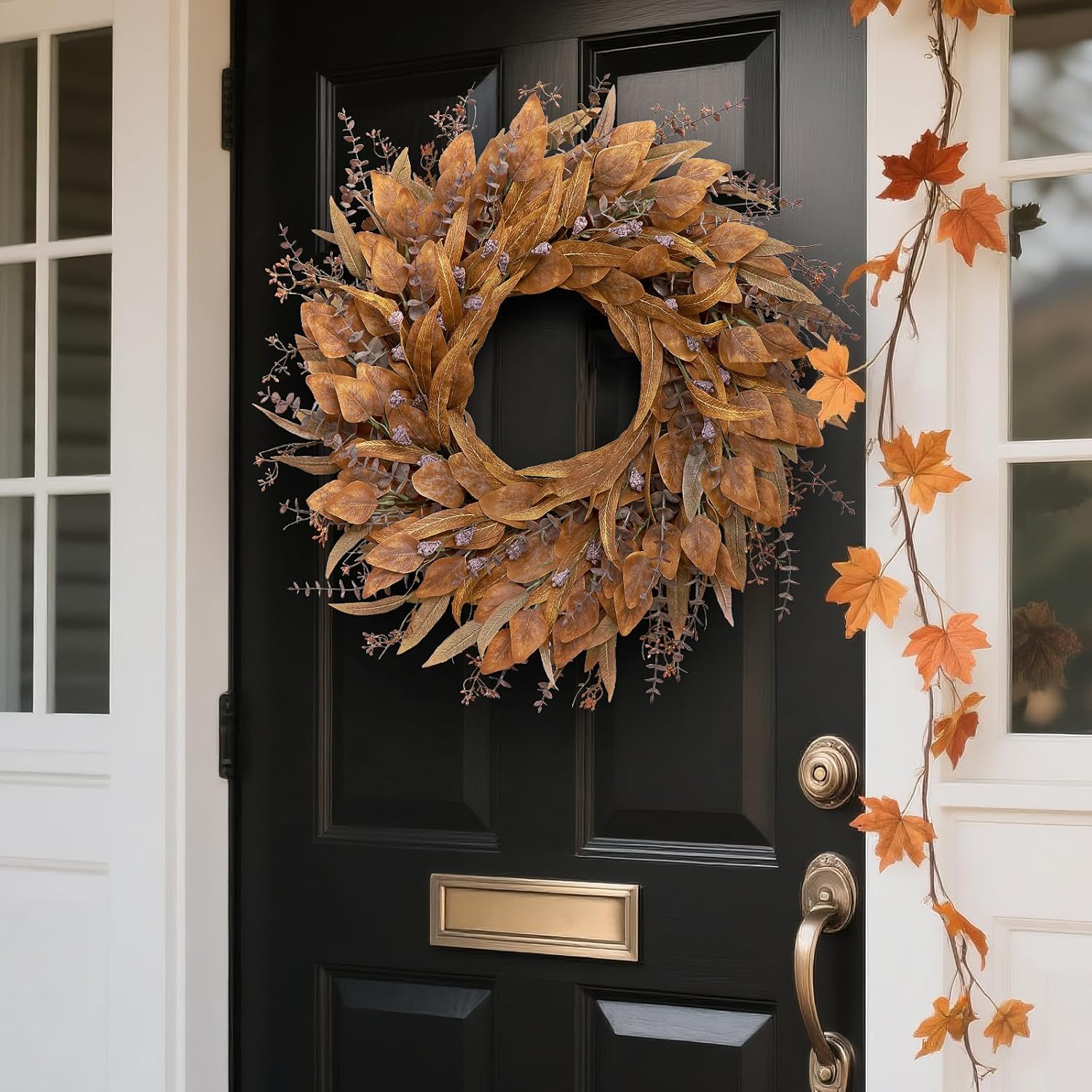 Fall wreath on a front door